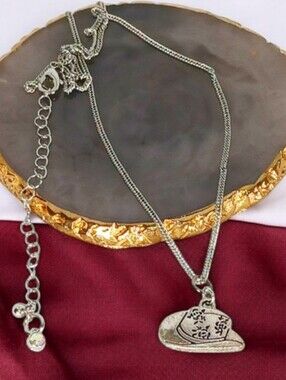 Silver Cowboy Hat Charm Necklace Cowboycore Westerncore Countrycore Farmcore